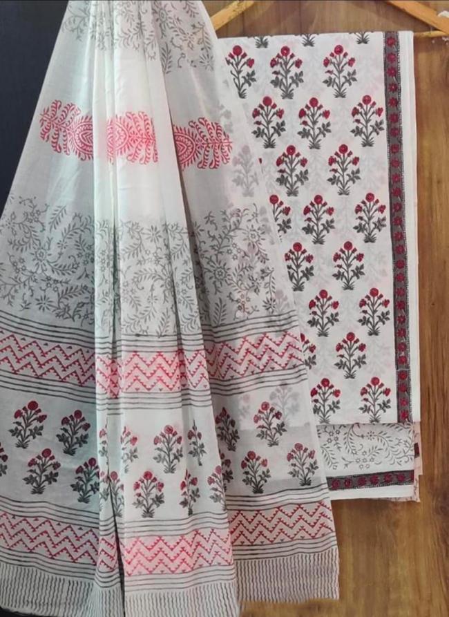 Cotton White Casual Wear Printed Salwar Suit